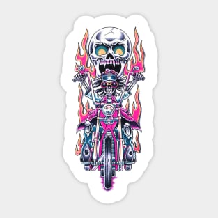 Death skeleton drives a motorcycle Sticker